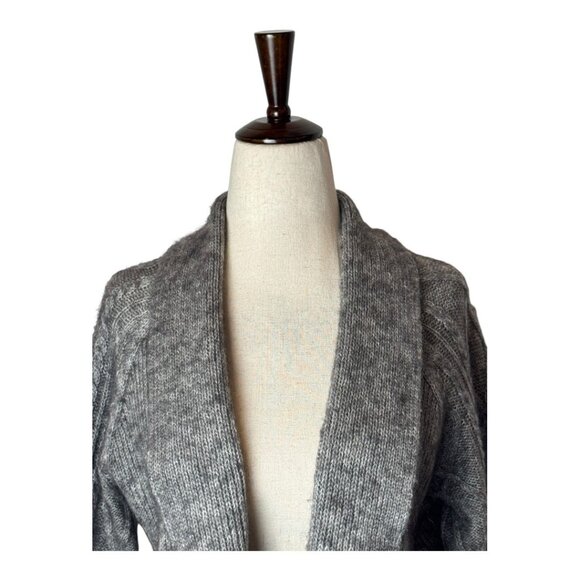 Chico's Sweater Women Medium Gray Wool Blend Cable Knit Open Bolero Cardigan - Picture 3 of 10